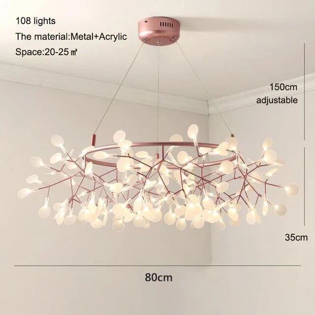 Nordic Firefly Branch Pendant Light in Rose Gold or Black - Decorbites