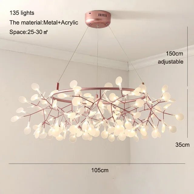 Nordic Firefly Branch Pendant Light in Rose Gold or Black - Decorbites