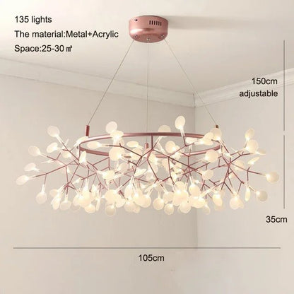 Nordic Firefly Branch Pendant Light in Rose Gold or Black - Decorbites