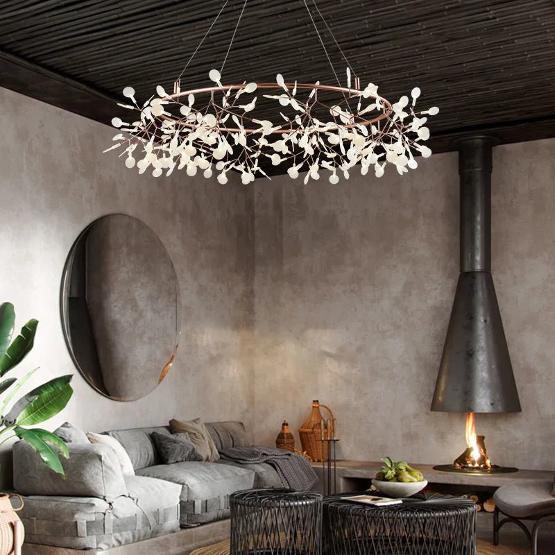 Nordic Firefly Branch Pendant Light in Rose Gold or Black - Decorbites