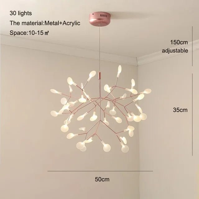 Nordic Firefly Branch Pendant Light in Rose Gold or Black - Decorbites