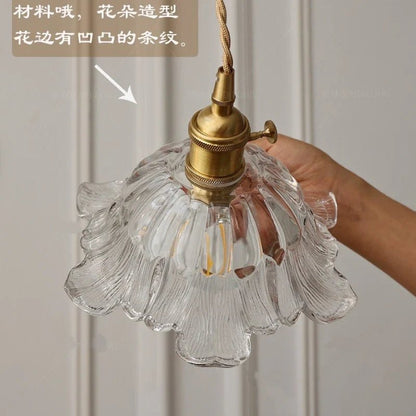 Nordic Flower Glass Pendant Light in Green or Champagne - Decorbites