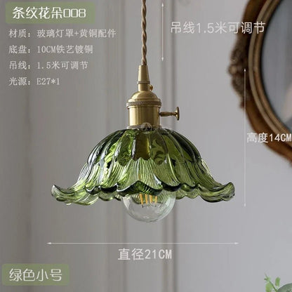 Nordic Flower Glass Pendant Light in Green or Champagne - Decorbites
