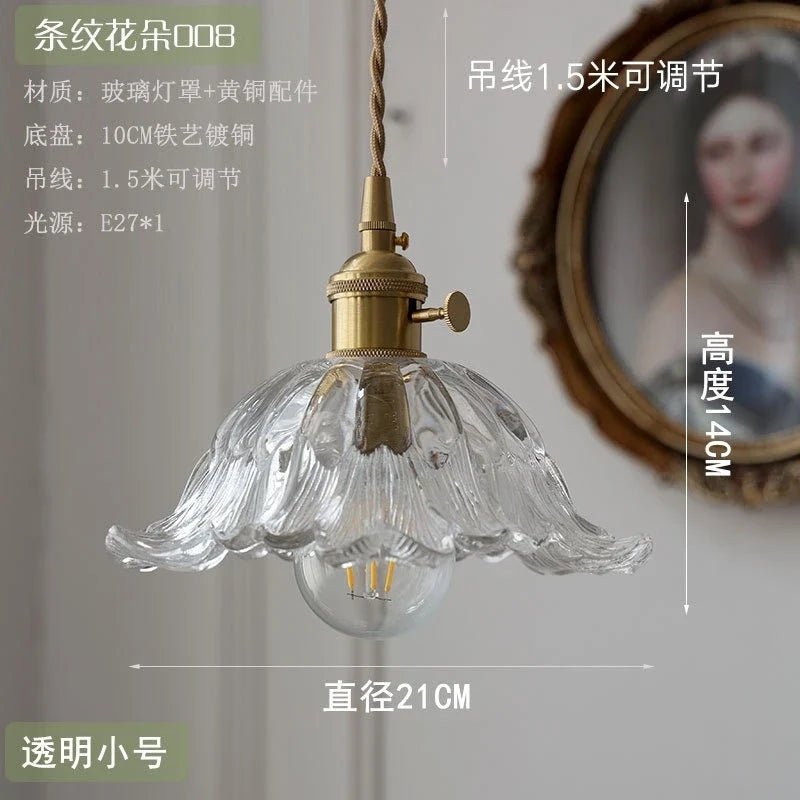 Nordic Flower Glass Pendant Light in Green or Champagne - Decorbites