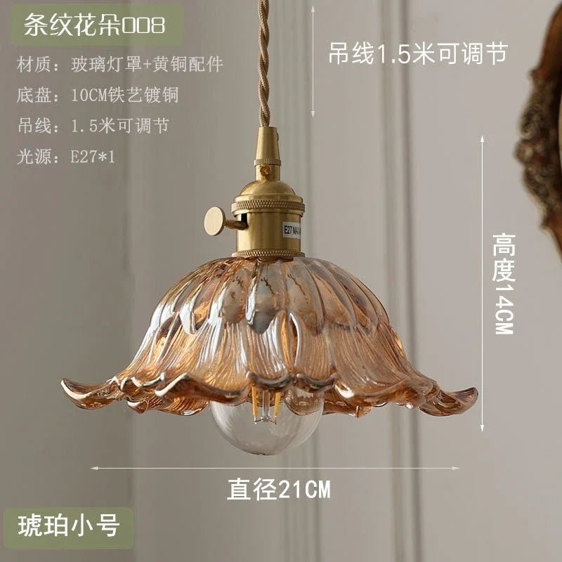 Nordic Flower Glass Pendant Light in Green or Champagne - Decorbites