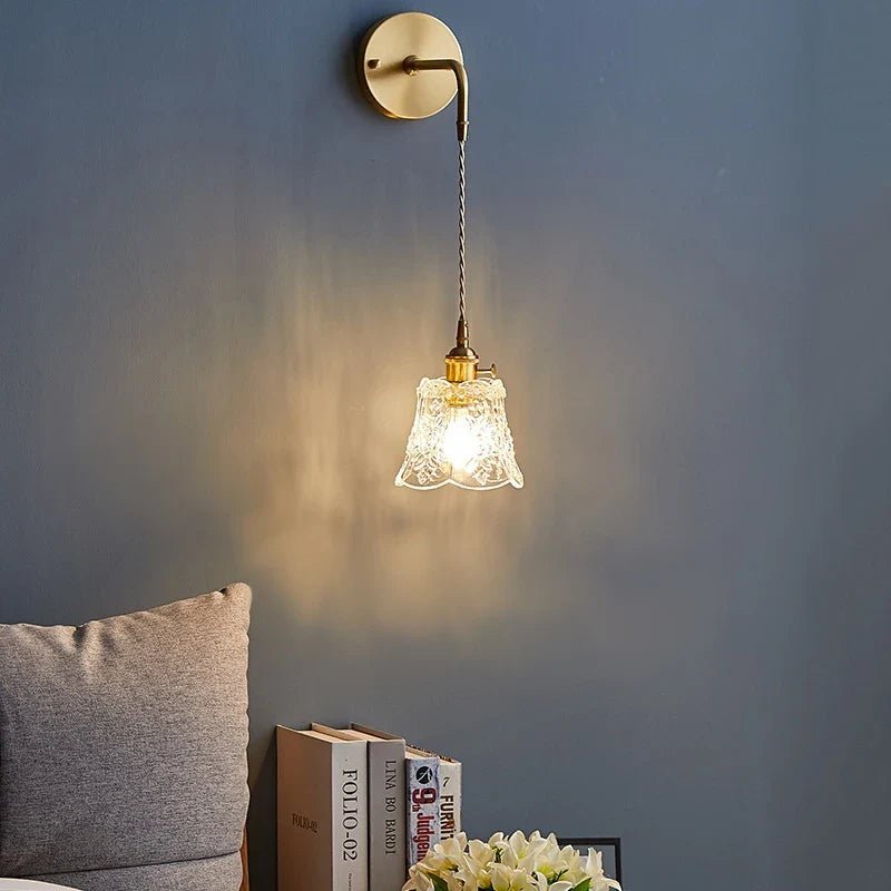 Nordic Flower Glass Pendant Light in Polished Copper - Decorbites