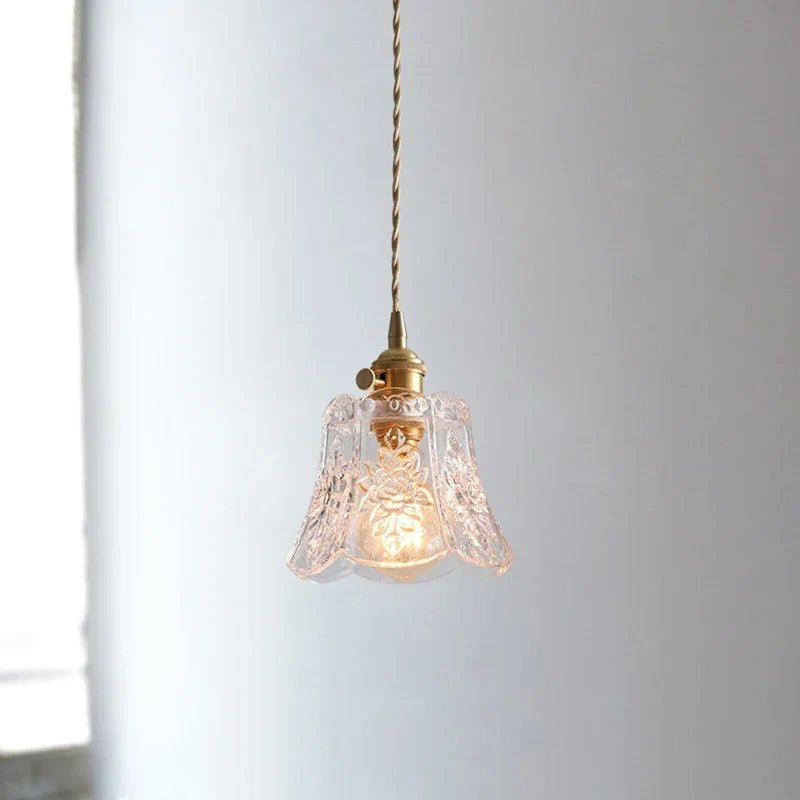 Nordic Flower Glass Pendant Light in Polished Copper - Decorbites