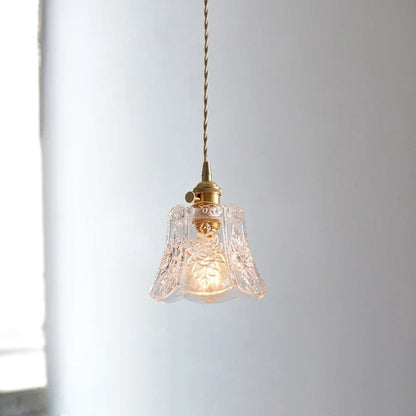 Nordic Flower Glass Pendant Light in Polished Copper - Decorbites