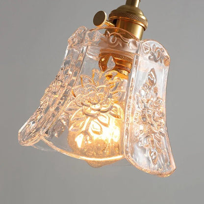 Nordic Flower Glass Pendant Light in Polished Copper - Decorbites