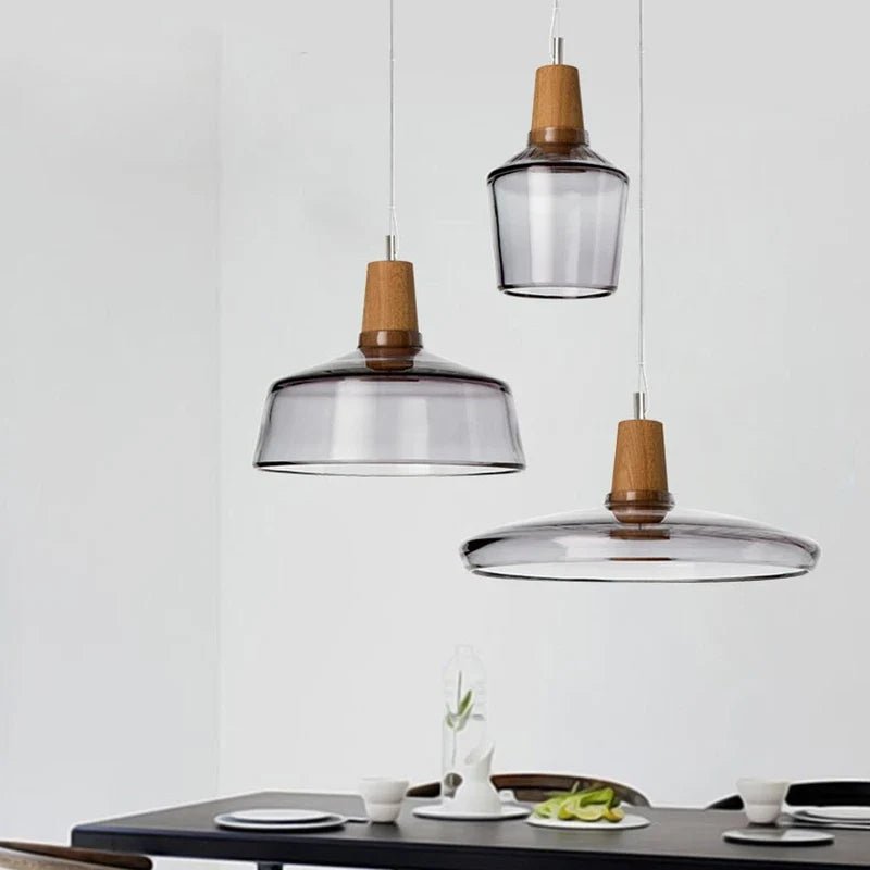 Nordic Glass and Wood Pendant Light - Decorbites