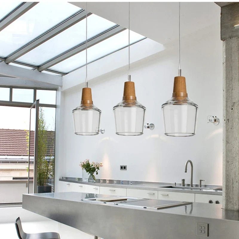 Nordic Glass and Wood Pendant Light - Decorbites