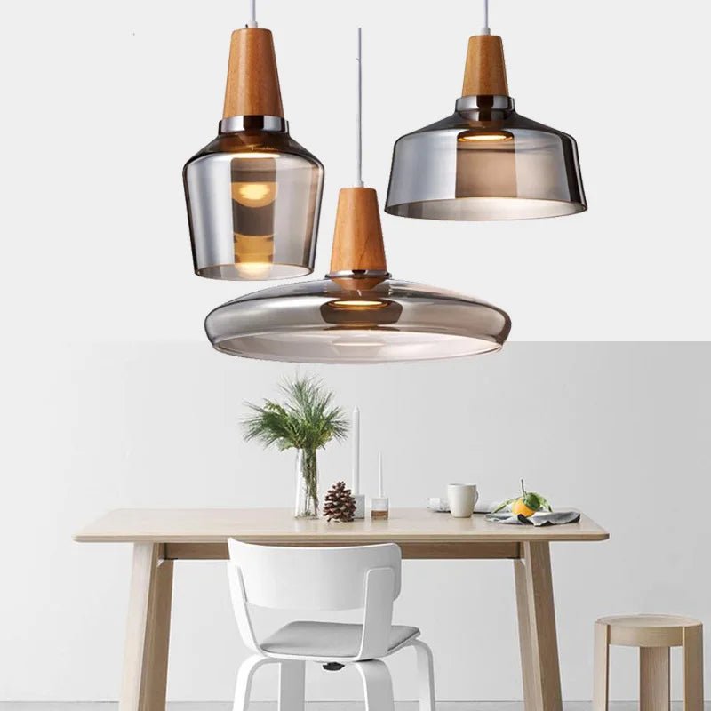 Nordic Glass and Wood Pendant Light - Decorbites