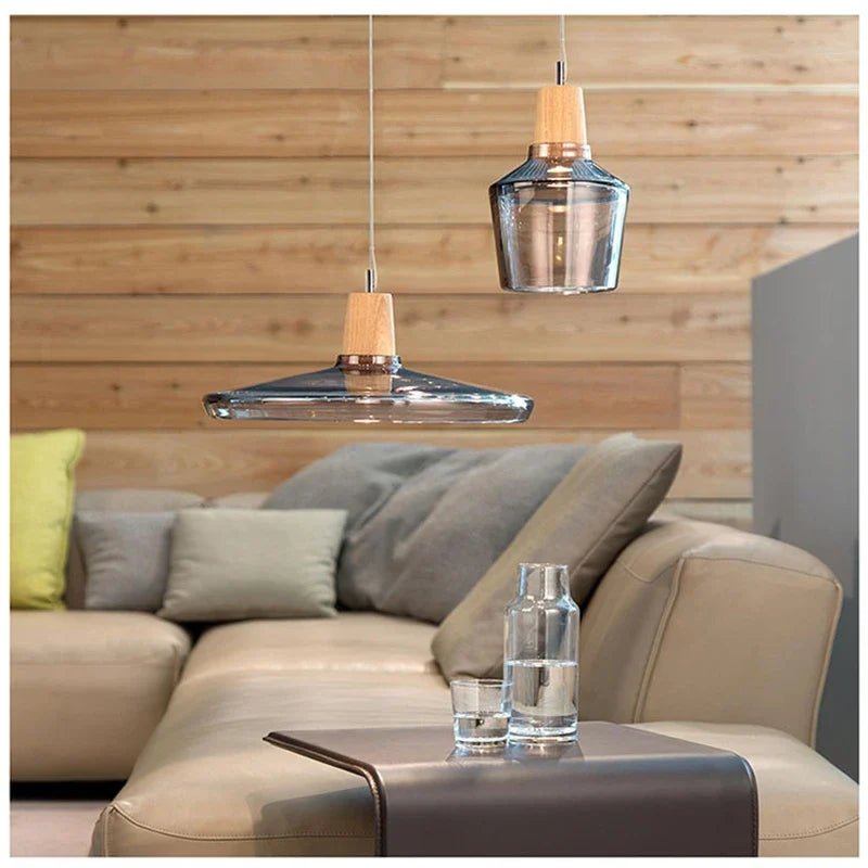 Nordic Glass and Wood Pendant Light - Decorbites