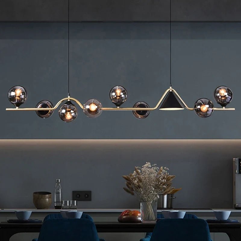 Nordic Glass Globe Pendant Chandelier in Smoky Grey - Decorbites