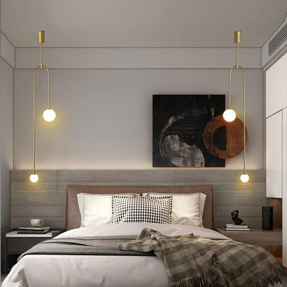 Nordic Glass Globe Pendant Light in Gold or Black - Decorbites