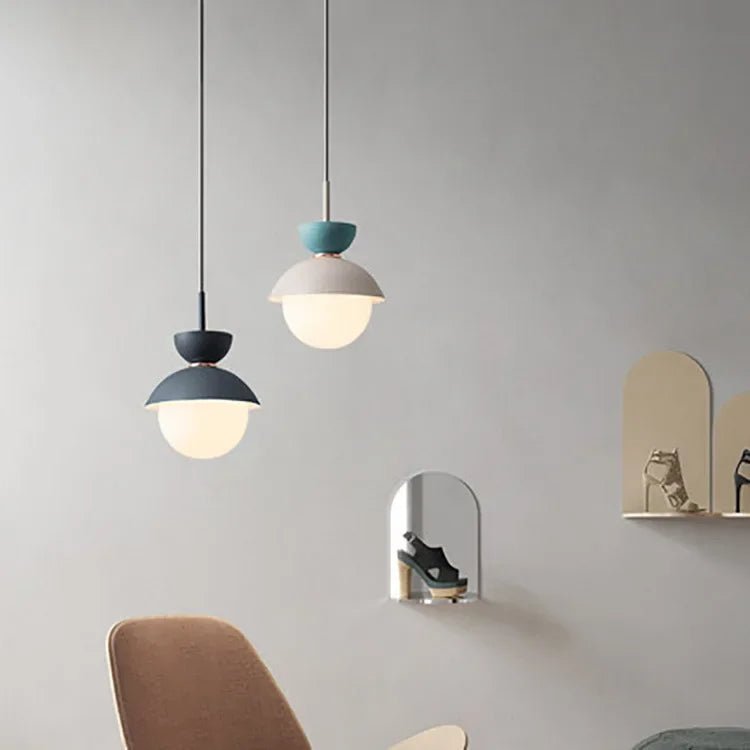 Nordic Glass Globe Pendant Light With Iron Finish - Decorbites
