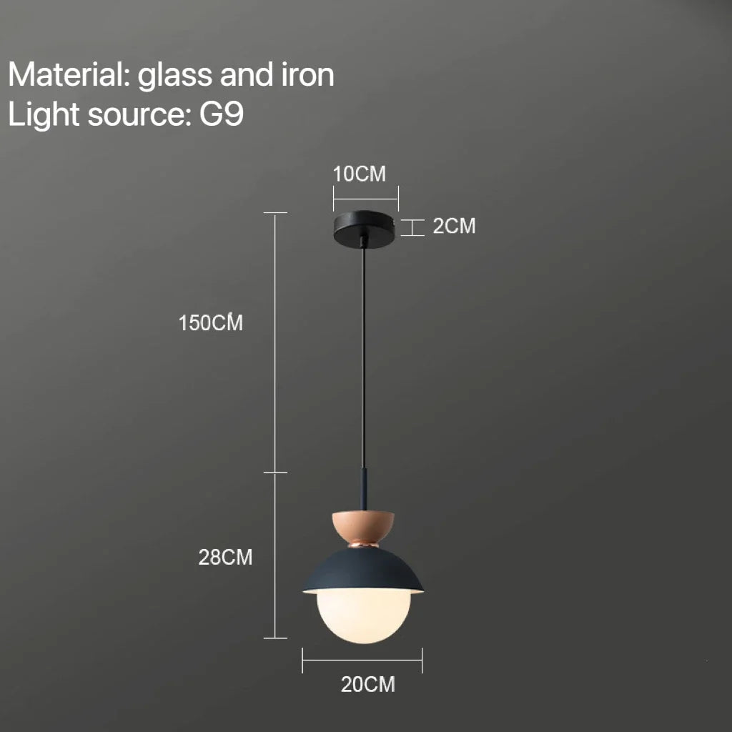 Nordic Glass Globe Pendant Light With Iron Finish