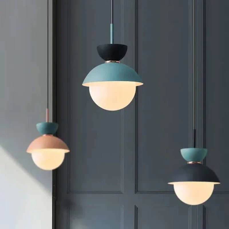Nordic Glass Globe Pendant Light With Iron Finish - Decorbites