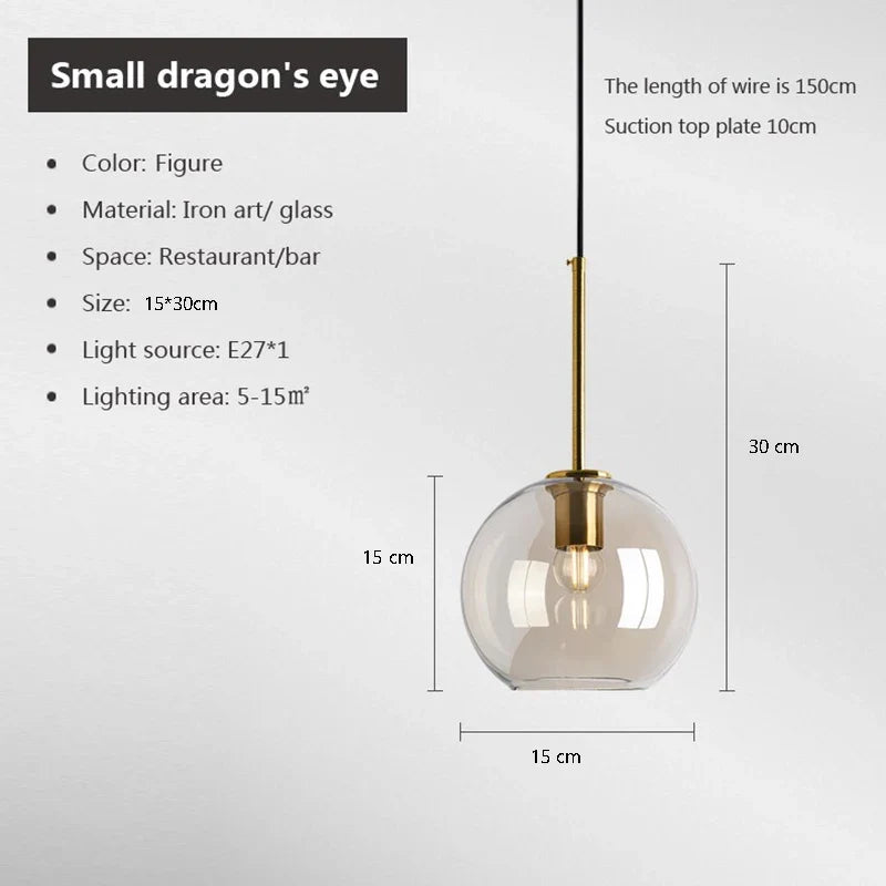 Nordic Glass Loft Pendant Light With Iron Finish - Decorbites