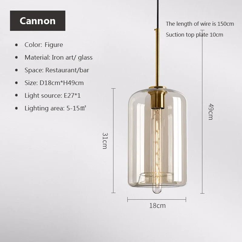 Nordic Glass Loft Pendant Light With Iron Finish - Decorbites