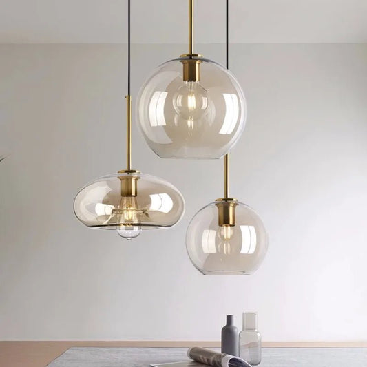 Nordic Glass Loft Pendant Light With Iron Finish - Decorbites