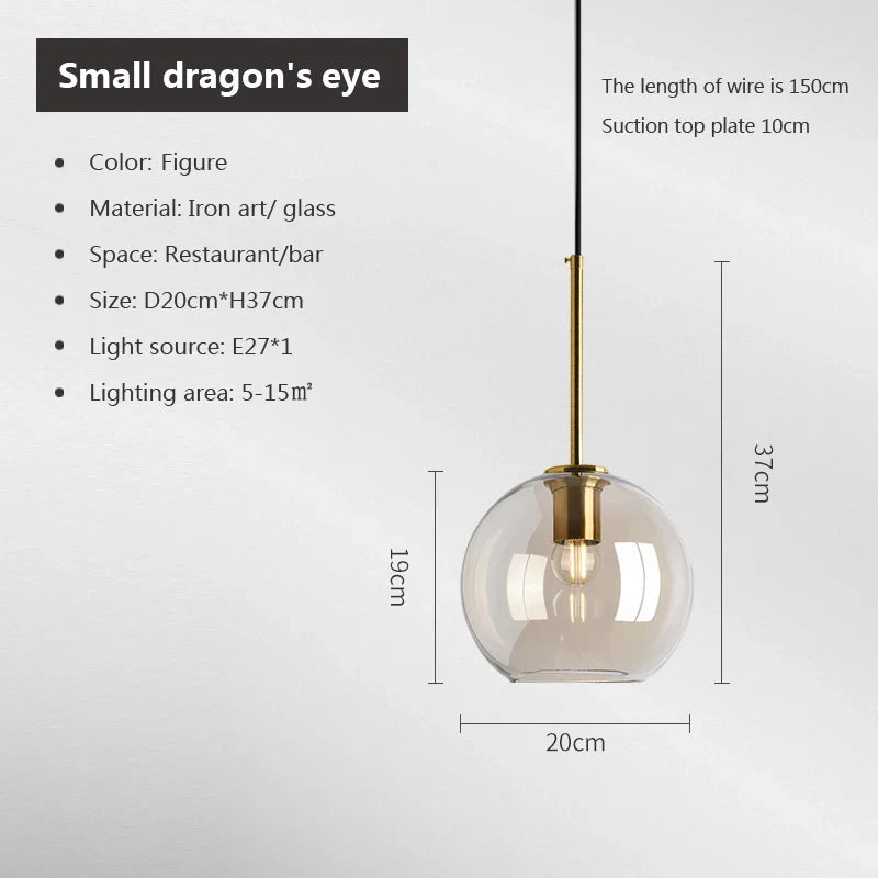 Nordic Glass Loft Pendant Light With Iron Finish - Decorbites