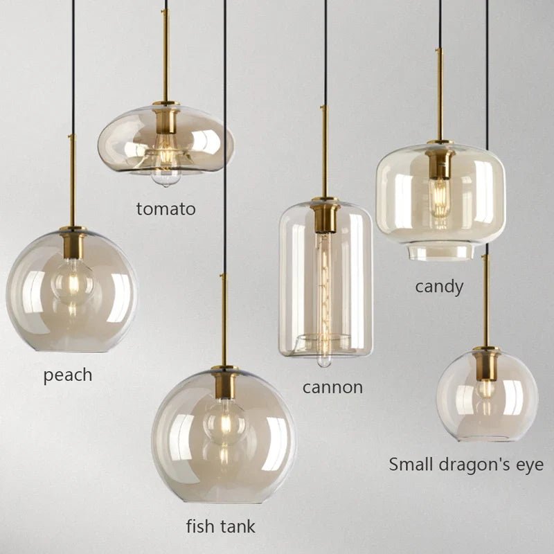 Nordic Glass Loft Pendant Light With Iron Finish - Decorbites