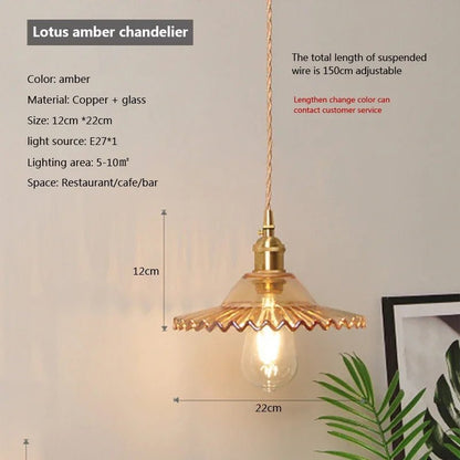 Nordic Glass Pendant Light in Brown and Polished Chrome - Decorbites