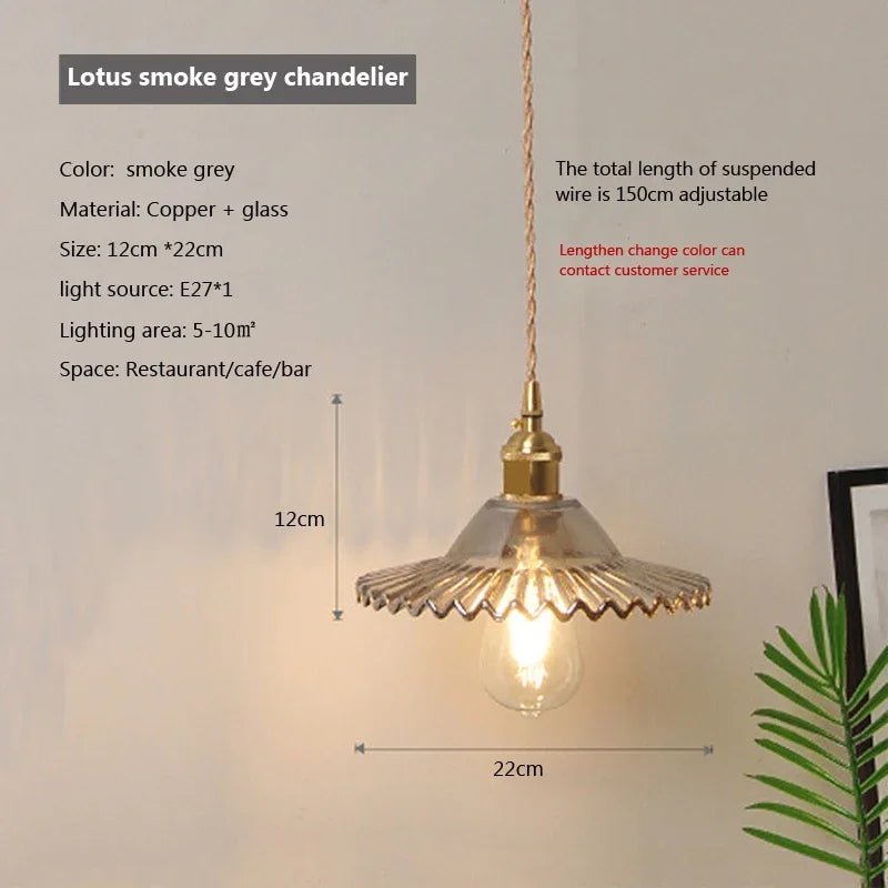 Nordic Glass Pendant Light in Brown and Polished Chrome - Decorbites