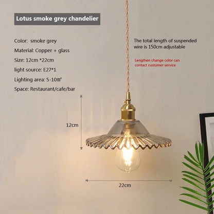 Nordic Glass Pendant Light in Brown and Polished Chrome - Decorbites