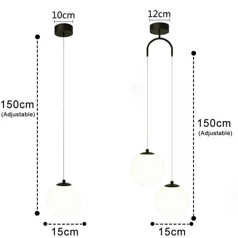 Nordic Glass Pendant Light With Brass or Black Finish - Decorbites