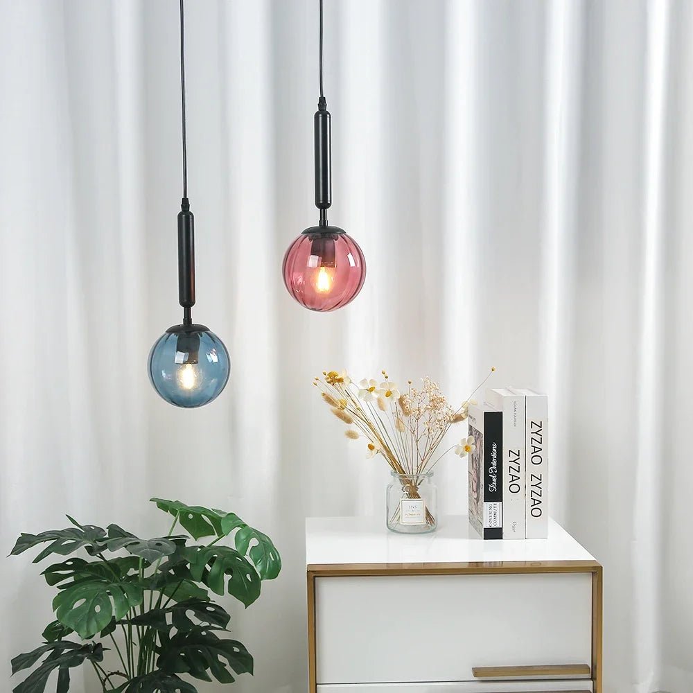 Nordic Glass Pendant Light With Painted Iron Finish - Decorbites