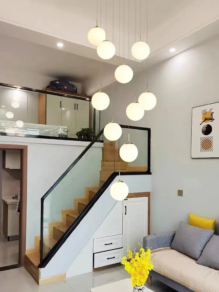 Nordic Glass Staircase Chandelier Pendant Light - Decorbites