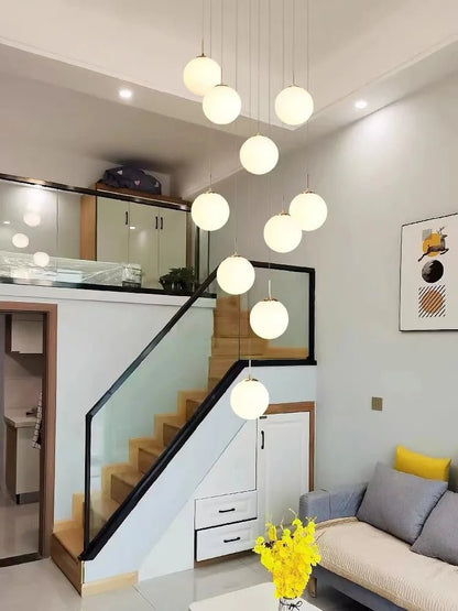 Nordic Glass Staircase Chandelier Pendant Light - Decorbites