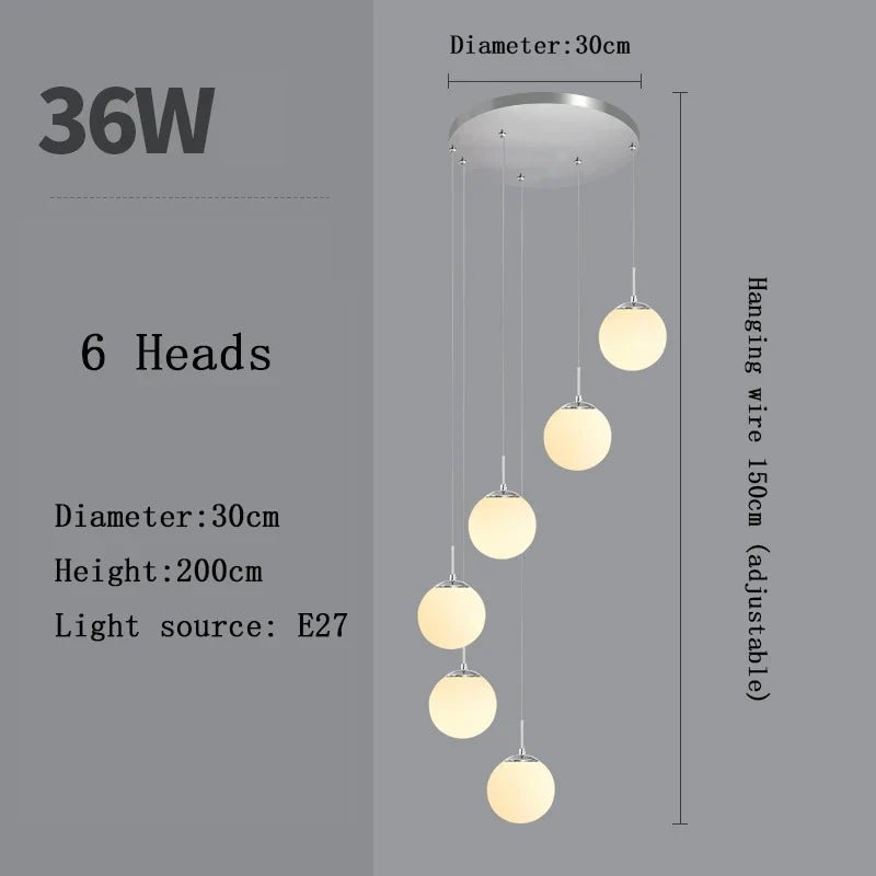 Nordic Glass Staircase Chandelier Pendant Light - Decorbites