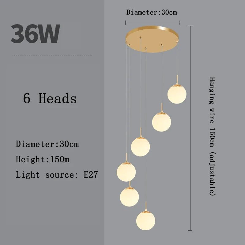 Nordic Glass Staircase Chandelier Pendant Light - Decorbites