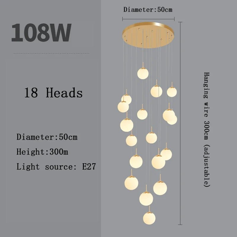 Nordic Glass Staircase Chandelier Pendant Light - Decorbites