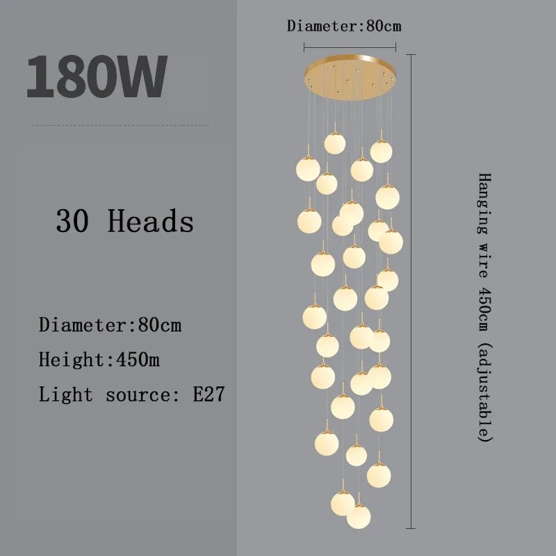 Nordic Glass Staircase Chandelier Pendant Light - Decorbites