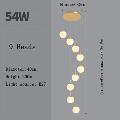 Nordic Glass Staircase Chandelier Pendant Light - Decorbites
