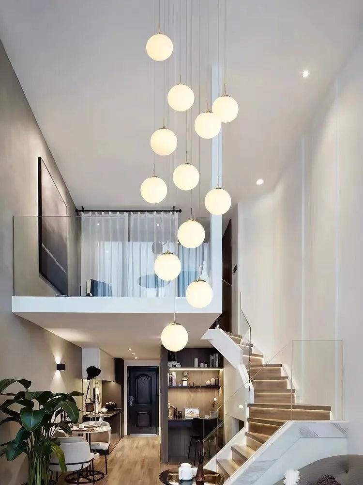 Nordic Glass Staircase Chandelier Pendant Light - Decorbites