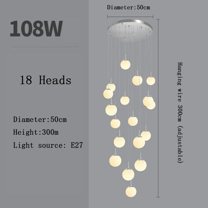 Nordic Glass Staircase Chandelier Pendant Light - Decorbites