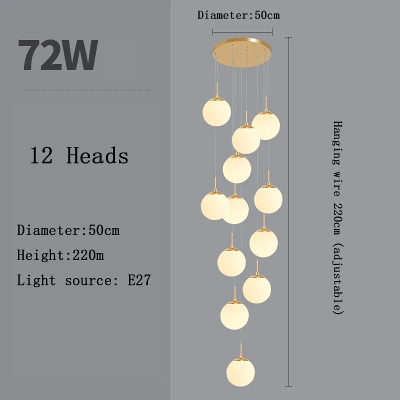 Nordic Glass Staircase Chandelier Pendant Light - Decorbites