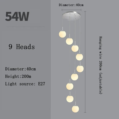 Nordic Glass Staircase Chandelier Pendant Light - Decorbites