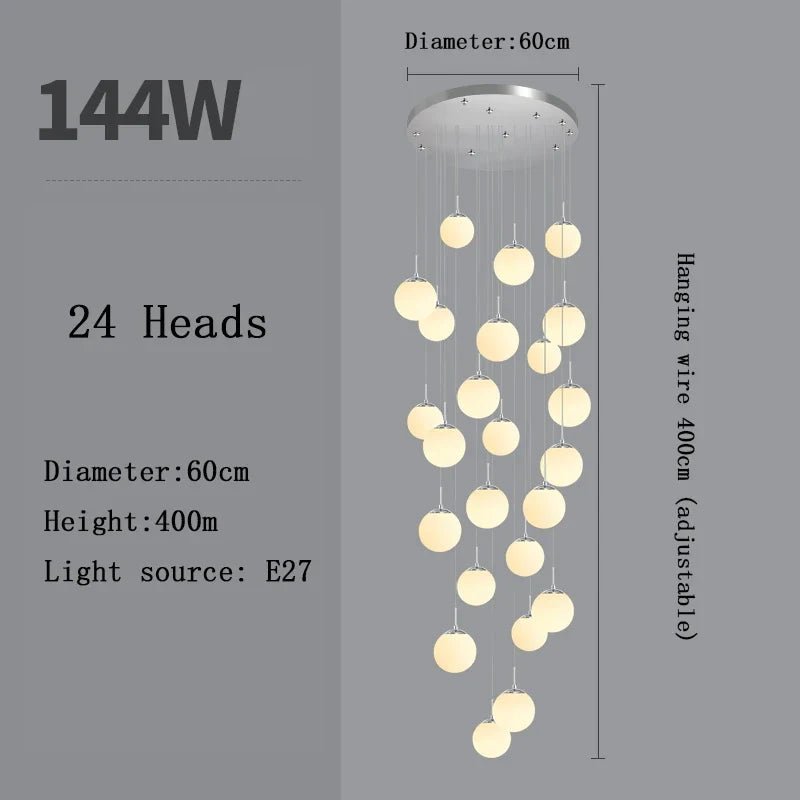 Nordic Glass Staircase Chandelier Pendant Light - Decorbites