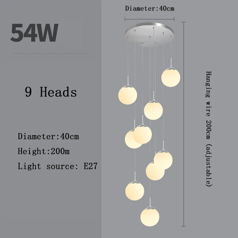 Nordic Glass Staircase Chandelier Pendant Light - Decorbites