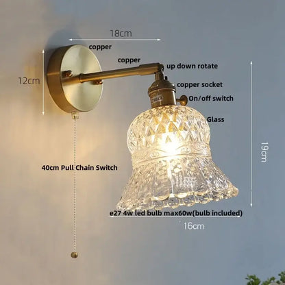 Nordic gold brass led wall sconce with adjustable copper arm and faceted crystal glass shade decorbites brass led wall