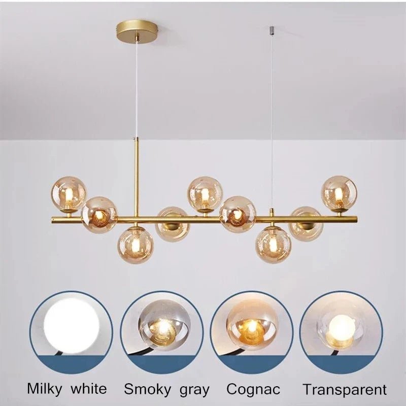 Nordic Gold Glass Globe 11-Light Pendant Lamp - Decorbites