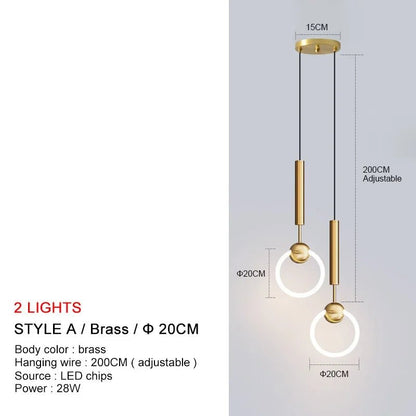 Nordic Gold Linear LED Pendant Light - Decorbites