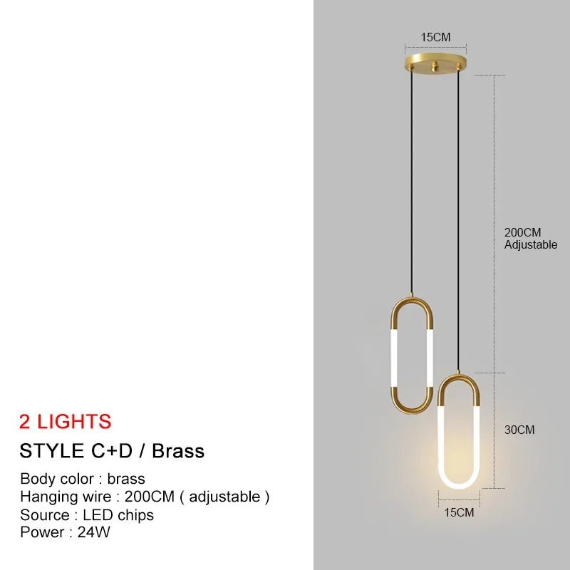 Nordic Gold Linear LED Pendant Light - Decorbites