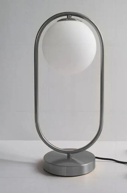 Modern silver-toned nordic gold oval glass ball led desk lamp with frosted spherical shade for bedroom decorbites glass ball